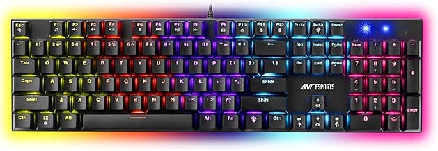 Ant Esports Scorpion MK30 Wired Mechanical Gaming Keyboard, RGB 104 Keys Ultra-Slim LED Backlit USB Wired Keyboard with Red Switch, Durable Abs Keycaps/Anti-Ghosting Keyboard for PC Mac Xbox Gamer