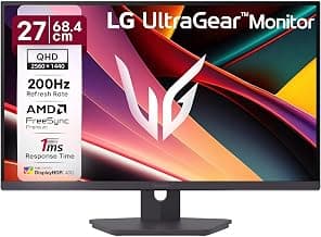 LG 27G610A 68.4 cm (27 Inch) Ultragear QHD (2560x1440) IPS Gaming Monitor, 1ms (GtG), 200Hz, sRGB 99%(Typ.), Anti-Glare, HDR10, AMD FreeSync™, DP, HDMI X 2, Tilt/Swivel/Height/Pivot Adjustable(Black)
