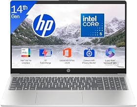 HP 15 (i5 14th Gen), Intel Core 5, 16GB RAM (Upgradeable), 512GB SSD, FHD, Anti-Glare, 15.6''/39.6cm, Win11, M365 Basic(1yr), Office24, Silver,1.59kg, fd0682tu, FHD Camera w/Shutter, Backlit Laptop