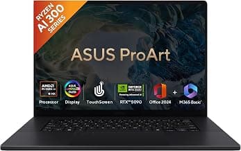 ASUSProArt P16 OLED (2025), AMD Ryzen AI 9 HX 370, RTX 5090-24GB,64GB RAM, 2TB SSD, 16"/40.64cm Touchscreen, 4K, 120Hz,Windows 11,M365 Basic (1Year)*/Office 2024, Nano Black, 1.95Kg,H7606WX-SE028WS