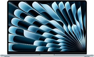 Apple2026 MacBook Air 15″ Laptop with M5 chip: AI and Apple Intelligence, 38.91 cm (15.3″) Liquid Retina Display, 16GB Unified Memory, 1TB SSD Storage, 12MP Center Stage Camera, Touch ID; Sky Blue
