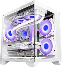 Ant Esports Crystal Z2 Mid-Tower Computer Case/Gaming Cabinet – White | Support Micro-ATX, Mini-ITX | Pre-Installed 3 ARGB Infinity Mirror Fans