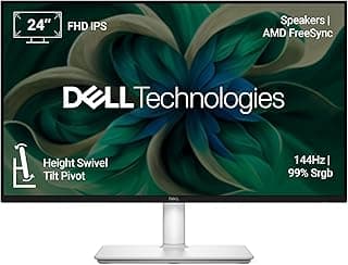 Dell S2425HSM 24"/60.45cm FHD Monitor|Ash White|144Hz Refresh|99% Srgb, 300 cd/m2 Brightness|IPS Panel, 1ms| Contrast 1500:1| 2xHDMI, Built-in 3W Dual Speakers|Warranty 3 Years, Ergonomic|AMD FreeSync