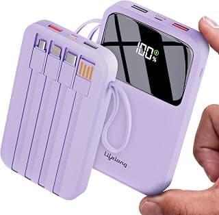 Lifelong Electronics 10000mAh 22.5W Fast Charging Power Bank | 4 Cables Attached – Type A + Type B + Type C + Lightning | for New & Old Devices | 4 Ports Available Too | Small Pocket Size Powerbank