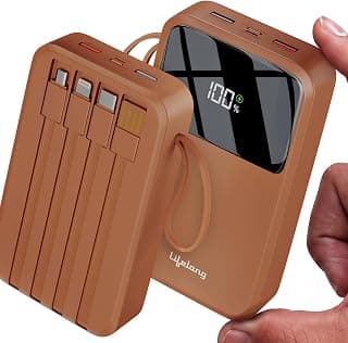Lifelong Electronics 20000mAh 22.5W Fast Charging Power Bank | 4 Cables Attached – Type A + Type B + Type C + Lightning | for New & Old Devices | 4 Ports Available Too | Small Pocket Size Powerbank