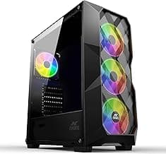 Ant Esports ICE-300 Mesh V2 Mid Tower Gaming Cabinet | High Airflow Mesh Front Panel | 4 Pre-Installed 120mm ARGB Fans | ATX, Micro-ATX, Mini-ITX Motherboard Support | Liquid Cooling Ready (Black)