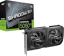 MSI GeForce RTX 5060 Ti 16G Shadow 2X OC Plus Graphic Card - NVIDIA GeForce RTX 5060 Ti GPU, 16GB GDDR7 128-bit Memory, 28 Gbps, PCI Express Gen 5 x16 Interface, Upto 2602 MHz, STORMFORCE Fan