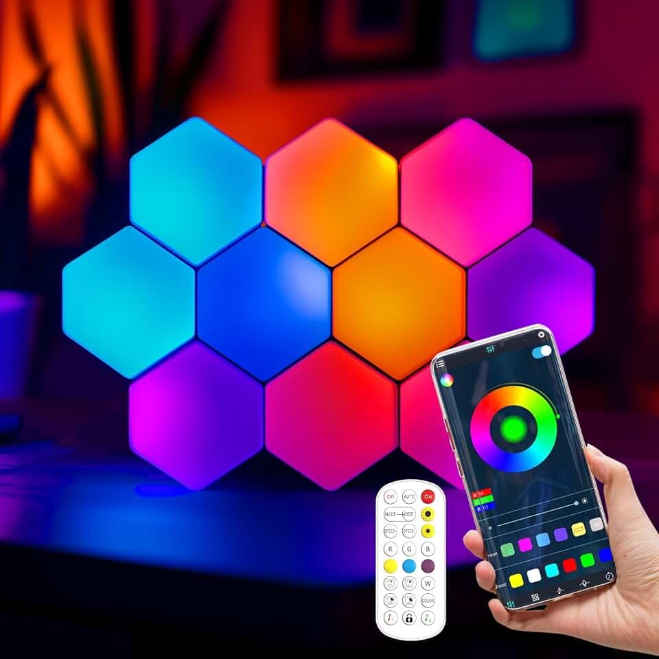 Nanoleaf Lines 9-Pack Modular Smarter Kit Shapes Hexagons Smarter Kit Modular RGB LED Wall Light Panels - Connect+ Modular Geometry (Rev 1)