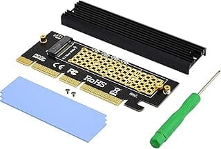 PCI Express 3.0 4X 8X 16x to M.2 NVMe and AHCI SSD Adapter Card with Heat Sink, Bracket-Free and Compatible with Samsung 960 970 EVO PRO WD Black and More