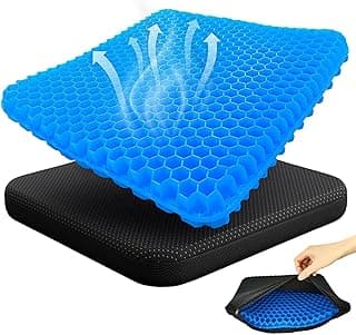 Kripara Sales Breathable Gel Seat Cushion with Honeycomb Structure for Office Chair, Car Seat, Wheelchair and Home Seating, Blue
