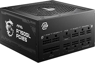 MSI MAG A750GL PCIE5 Power Supply Unit, 750W, 80 Plus Gold, Fully Modular, ATX 3.1, PCIe 5.1 GPU Support, 120mm FDB Fan, Full-Bridge LLC, Flat Black Cables - 7 Year Warranty