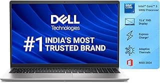 Dell 15 (Renewed) Laptop, 14th Gen Intel Core i3/Core 3 100U Processor, 4GB, 512GB, Intel UHD Graphics, 15.6" FHD IPS 250nit Display, 12m Mcafee, Win 11 + MSO'24, Platinum Silver, 1.63kg