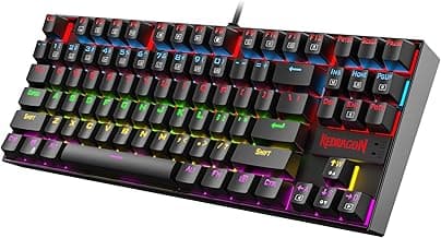 Redragon Kumara K552 Rainbow LED Backlit TKL Ten Key-Less Mechanical Wired Gaming Keyboard Without Numlock Keys (Black)
