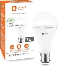 Orient Electric 12W Rechargeable Emergency LED bulb| Inverter Bulb for home with 2 hours battery backup| Up to 4 kV surge protection| 6500K, Cool White, B22d base| Over charging Protection| Pack of 1