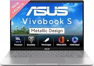 ASUS Vivobook S14, Intel Core Ultra 5 225H, Intel iGPU,16GB RAM,512GB SSD, FHD+,14",60Hz,Windows 11,M365 Basic (1Year)*,Office Home 2024,Cool Silver,1.4 Kg, S3407CA-LY060WS, Metallic Design Laptop