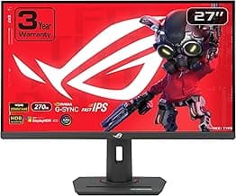 ASUSROG Strix 27” 1440P USB-C HDR Gaming Monitor (XG27ACMG) - QHD (2560x1440), 270Hz, 1ms, Fast IPS, Extreme Low Motion Blur Sync, G-SYNC Compatible, DisplayWidget, Tripod Socket, 3 yr Warranty