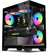 Ant Value Tempered_Glass CV200 Mid-Tower Computer Case/Gaming Cabinet - Black | Support M-ATX, M-ITX | Pre-Installed 3 Static RGB Fans