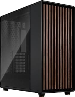 Fractal Design North XL Charcoal Black Mid Tower PC Case– Dark Tempered Glass, Walnut Wood, High Airflow EATX Chassis, USB Type-C, 3x140mm PWM Fan, Liquid Cooler Support Gaming Cabinet (FD-C-NOR1X-02)