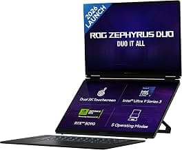 ASUSROG Zephyrus Duo 16 (2026),Intel Core Ultra 9 386H (Series 3),RTX 5070 Ti-12GB,32GB RAM,2TB SSD,3K OLED,16"(40 cm),120Hz,Win 11,M365 Basic(1Y),Office 24,Grey,2.8 Kg,GX651AR-SR074WS,Gaming Laptop