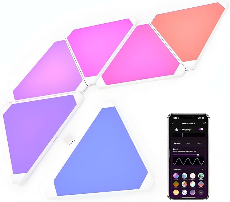 Nanoleaf 9-Panel Smarter Kit Shapes Hexagons Smarter Kit Modular RGB LED Wall Light Panels - Rhythm Music Visualizer Screen Mirror (Rev 5)