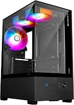 ZEBRONICS ROBUST Premium Gaming Chassis with support for mATX | Mini ITX, Wraparound Tempered Glass, 120mm Multicolor LED Ring Fans, Top Magnetic Dust Filter, 3 Fans Included (Black)