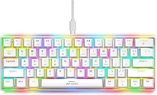 Ant Esports MK1300 V2 Smartchoice Mechanical Gaming Keyboard, 60% Compact 61 Keys Mini, RGB Backlit LED, Swappable Brown Switches, Detachable USB-C, Anti-Ghosting, PC/Mac Gaming Keyboard_White