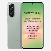 Samsung Galaxy A56 5G (Awesome Olive, 8GB, 256GB) | Segment Most Complete Triple Camera | AI Editing | 4nm Processor | sAMOLED Display| Gorilla Glass Victus+| 5 Gen OS Upgrades