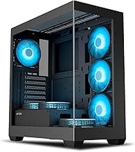 Ant Esports Crystal X7 ATX Computer Case/Gaming Cabinet with Type-C - Black | Support ATX, Micro-ATX, Mini-ITX | Pre-Installed 3 M/B Plate Fans, 2 PSU Shroud Fans, 1 Bottom & 1 Rear Fan