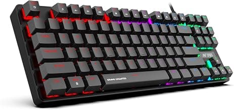 Ant Esports Gaming Keyboard MK1000 TKL Mechanical Multicolor LED Backlit Wired -Black with Outemu RED Switch