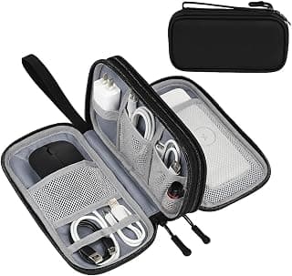 AccuPrints Sumiko Electronic Organizer Travel Cable Bag – Portable Tech Accessories Case for Cords Chargers Power Bank USB Earphones & Gadgets Compact Storage Pouch with Mesh Compartments Black