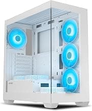 Ant Esports Crystal X7 ATX Computer Case/Gaming Cabinet with Type-C - White | Support ATX, Micro-ATX, Mini-ITX | Pre-Installed 3 M/B Plate Fans, 2 PSU Shroud Fans, 1 Bottom & 1 Rear Fan