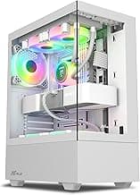 Ant Value Tempered_Glass CV100 Mid-Tower Computer Case/Gaming Cabinet Â– White | Support ATX, M-ATX, ITX | Pre-Installed 2 Top & 1 Rear Rainbow Fans
