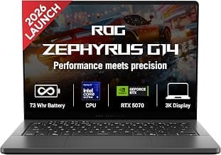 ASUSROG Zephyrus G14 (2026),Intel Core Ultra 9 386H (Series 3),RTX 5070-8GB,32GB RAM,1TB SSD,3K OLED,14"(35.5 cm),120Hz,Win 11,M365 Basic(1Y),Office 24,Gray,1.5 Kg,GU405AP-SY041WS,Gaming Laptop