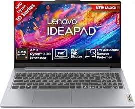Lenovo IdeaPad Slim 3 Ryzen 3 30 15.6" (39.6cm) FHD Thin and Light Laptop (8GB RAM/512GB SSD/AMD Radeon 610M Graphics/Windows 11/Office 2024/Grey/1.6Kg), 82XQ01VYIN