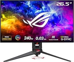 ASUSROG Swift 27”1440P OLED DSC Gaming Monitor (PG27AQDM) - QHD (2560x1440), 240Hz, 0.03ms, G-SYNC Compatible, Anti-Glare Micro-Texture Coating, 99% DCI-P3, True 10-bit, DisplayPort,Black