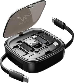 Wayona Retracto Case 65W Multifunctional Fast Charging Data Cable Kit With Retractable Cable, Convertors Set USB A & Type C to Male Micro/Lightning, MMC Storage,Sim Eject Pin