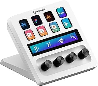 Elgato Stream Deck + White - Studio Controller with LCD Keys, Dials, and Touch Strip for Post Production in Adobe Premiere Pro, Photoshop, DaVinci Resolve, Final Cut Pro - Workflow Automation