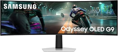 Samsung49" Odyssey OLED G9 Curved Gaming Monitor|Dual QHD 5120 x 1440|144Hz|0.03ms|DCI 99%|OLED Safeguard|FreeSync Premium Pro|G-Sync|Quantum Dot|HDR10+ Gaming|HAS|Flicker Free| LS49DG910SWXXL|Silver