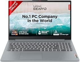 Lenovo IdeaPad Slim 3 Ryzen 5 7520U 15.6" (39.6cm) FHD Thin and Light Laptop (16GB RAM/512GB SSD/Backlit Keyboard/Windows 11/ Office 2024/Grey/1.6Kg), 82XQ01RYIN