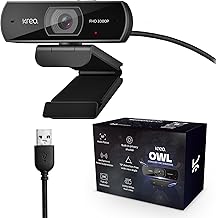 Kreo Owl Full HD 1080P 60 FPS Webcam with Auto-Focus and Built-in Dual Digital Mic, Plug and Play Setup for Video Call, Streaming, YouTube and More, Built-in Privacy Shutter with 360 Rotation (Black)