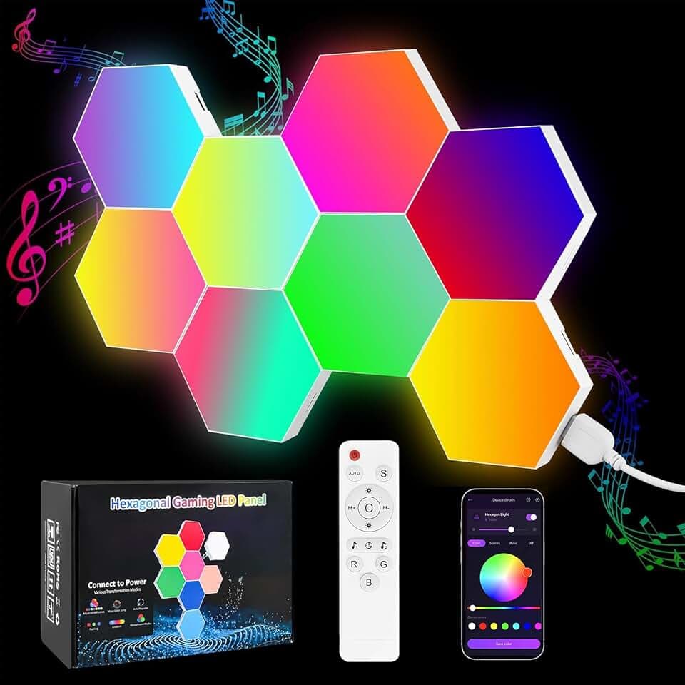 Nanoleaf Shapes Hexagons Smarter Kit Modular RGB LED Wall Lights - Ultra Docking Auto-Empty Kit (Gen 6)