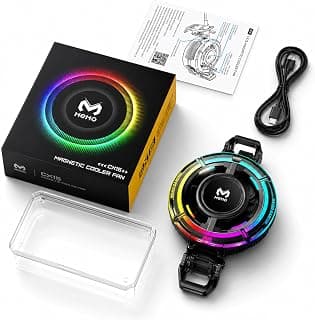 EDNITA Memo Game Cooling Fan with Digital Temperature Display | Magnetic Mobile Phone Cooler | AI & L1-5V Cooling | 3 RGB Modes | Gaming Cooler for Smartphones