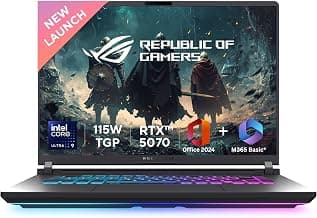 ASUSROG Strix G16,Intel Core Ultra 9 275HX,Gaming Laptop(RTX 5070-8GB/115W TGP/32GB/1TB /2.5K QHD+/16"/240Hz/90WHrs/Windows 11/M365 Basic(1Year)*/Office Home 2024/Eclipse Gray/2.65 Kg)G615LP-S5022WS