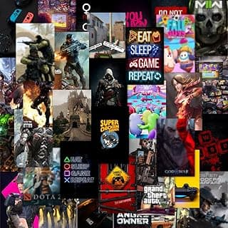 CodersParadise Pack of 54 Gaming Aesthetic Wall Collage Kit Posters - 4 x 6 Inches Posters for Wall Decoration - Glue Dots Included-Cardstock