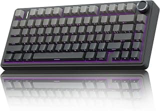AULA F75 75% Wireless Mechanical Keyboard | Hot Swappable | Pre-lubed Linear Switches | RGB Backlit | 2.4GHz/Type-C/Bluetooth Gaming Keyboard (Side-Engraved Keycaps Gradient-Gray, Reaper Switch)