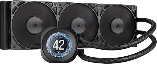 CORSAIR NAUTILUS 360 RS LCD Liquid CPU Cooler – 2.1" IPS LCD Screen – RS120 Fans – 360mm Radiator – Fits Intel® LGA 1851/1700, AMD® AM5/AM4 – Simple Daisy-Chain Connections