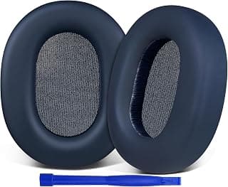 SOULWIT Protein Leather Replacement Earpads for Sony WH-1000XM5 (WH1000XM5) Noise Canceling Headphones, Ear Pads Cushions with Noise Isolation Memory Foam, Added Thickness - Navy Blue