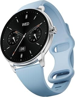 boAt Chrome Iris Fashion Smart Watch for Women - Elegant Ultra-Sleek Dial, Light-Weight Metal Body, 1.32" AMOLED Display, 1000 Nits, AOD, Female Wellness Tracking Watch for Woman (Frosted Sky)