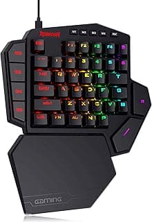 Redragon K585-blue Switch DITI One-Handed RGB Mechanical Blue Switches, Type-C Professional Wired Gaming Keyboard Keypad with 7 Onboard Macro Keys, Detachable Wrist Rest, 42 Keys (Black)