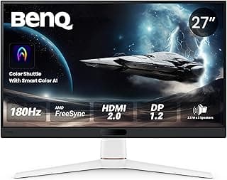 BenQ MOBIUZ EX271 27” FHD 180Hz Gaming Monitor, 1ms GtG, AMD FreeSync, DP 1.2, HDMI 2.0, USB Hub, 95% P3, Game Optimized Color, 2.5Wx2 Speakers, VESA Display HDR400 (White)